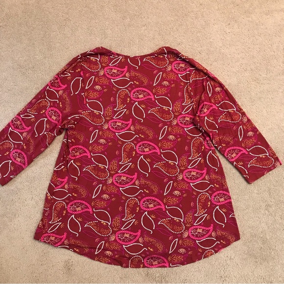 JM Collection Paisley Print Tee NEW Womens Plus Size 2X XXL Rust Brown Flare - Picture 3 of 8
